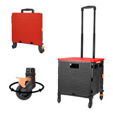 FELICON SELORSS Foldable Utility Cart Folding Portable Rolling Crate Handcart with Heavy Duty Telescoping Handle Collapsible 4 R