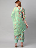 Gosriki Women'S Cotton Blend Printed Kurta And Pant With Dupatta Set (Kaleping-Pista-Nw-Gs_L_Pista_Large),Pista,,B0BPY2DGCL