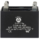 Appli Parts Fan Capacitor 6 mfd (microfarads) uf 450 VAC 4 Terminal Connections compatible with any brand within the same range 
