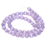 HARFINGTON 48pcs Crystal Purple Cat's Eye Stone Beads 8mm Round Smooth Gemstone Crystal Loose Bead for Jewelry Making Bracelets 