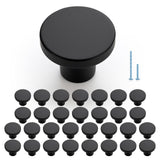 JOY DECOR 30 Pack Black Cabinet Knobs, Matte Black Kitchen Cabinet Knobs, 1-1/5 Inch Round Drawer Pulls, Kitchen Hardware for Dr