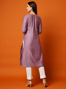 Gosriki Women'S Cotton Blend Straight Chikankari Embroidered Kurta (Chin-Purple-Nw-Gs_S_Purple_Small),Purple,,B0CBPS9K7C