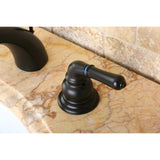 Kingston Brass Kb954 Magellan Ii 4-Inch To 8-Inch Mini Widespread Lavatory Faucet With Metal Lever Handle, Polished Brass, Polis