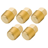 Legines Solid Brass Pipe Fitting, 3/8 NPT Male Square Head Plug (5 pcs)