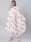Anni Designer Women'S Georgette Anarkali Floral Printed Kurta With Pant & Dupatta (Clean-White_S_White_Small),White,S,Georgette,Anarkali,Dupatta