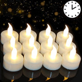 HONGJINGCHEN Battery Tea Lights with Timer, 6 Hours on and 18 Hours Off in 24 Hours Cycle Automatically,12 Pack Flickering Flame