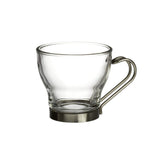 Bormioli Rocco Verdi Espresso Cup With Stainless Steel Handle, Set Of 4, Gift Boxed, 3.5 Ounces