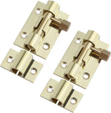 MY MIRONEY Heavy Duty 1.5 Inch Gate Latch (2 Pack) - Brass Sliding Barrel Bolt Lock for Wooden Fence and Barn Door & Cabinets wi