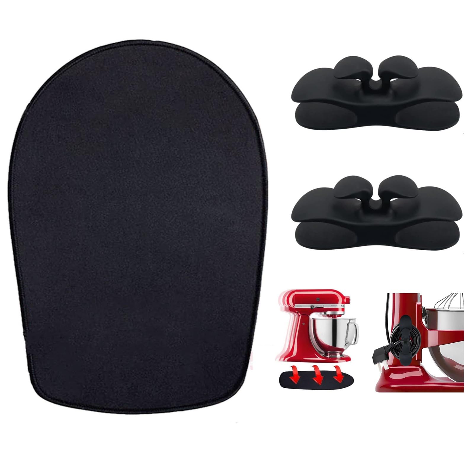 Sliding Mats for Kitchen aid Head Stand Mixer with 2 Black Kitchen Accessories,Mixer Mover Slider Mat Pad for Kitchenaid 4.5-5 Q