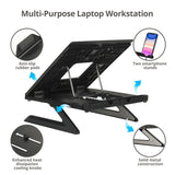 SIIG Laptop Stand, Ergonomic Adjustable Riser Stand, Smart Phone Holder & Heat-Vent, Portable Design Fit 10 to 17 (CE-MT3911