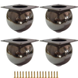 Hyever Black Furniture Legs Round Metal Bun Feet Heavy-Duty Cabinets/Tables/Chairs/Sofa Feet, with Rubber Base Set of 4,Heavy Du