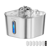 SARPAWS Cat Water Fountain Stainless Steel:74oz/2.2L Water Fountains for Cats Indoor, Cat Fountains for Drinking, Ultra-Quiet, W
