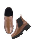 Women'S Chunky Chelsea Boots Tan Ankle Booties With Lug Sole Slip-On Elastic Side Panels Stylish Fall/Winter Footwear Eu41,Bronze,8,B0DM2CHVCR