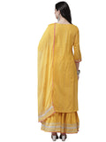 Ishin Women'S Cotton A-Line Embroidered Kurta Suit Set With Dupatta & Sharara Kpldsrd-19010_S_Mustard