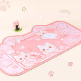BelugaDesign Sakura Cat Desk Pad | NS Switch Keyboard Laptop Gaming Setup Accessories Mat Large Mat Mousepad | Pastel Pink Bunny