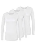 Adar Underscrubs for Women Multi Color 3 Pack Long Sleeve Underscrub Comfort Tee 2903M White M