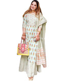 Anni Designer Women'S Cotton Blend Straight Printed Kurta With Sharara & Dupatta (Pato-Nw-Green_M_Green_Medium),Green,M