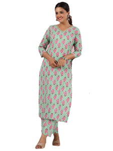Gosriki Women'S Rayon Blend Straight Printed Kurta With Palazzo (Mortal Green-Gs_Xl_Green_X-Large),Green,,B0CYGWK27N