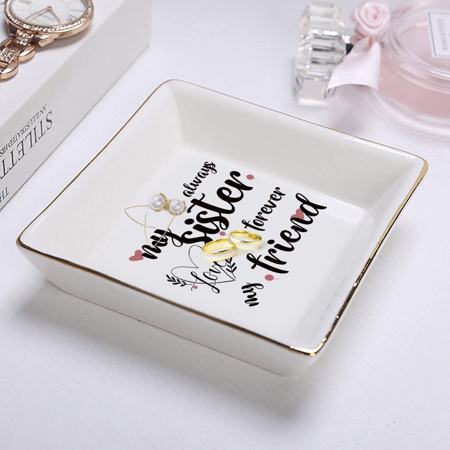 Sisters Gifts from Sister in Law Happy Birthday Gift for Women Funny Big Brother Little Ceramic Small Jewelry Dish Unique Trinke
