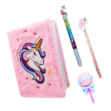 Neel Unicorn Stationery Combo Of 4 Pices Unicorn Diary Notebook A5 Size Fur Diary, Cute Dessart Designer Eraser, Unicorn Water P