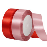 2 Rolls Red Rose Gold Ribbon, 1 Inch x 50 Yards Satin Rose Gold Red Fabric Ribbon for Flower Bouquets, Gift Wrapping, DIY Crafts