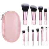 10 Pcs Mini Travel Makeup Brush Set With Pouch Pink Portable Travel Size Makeup Brushes Professional Cosmetic Brush Travel Essen