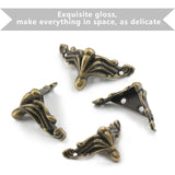 Hitefu 24PCS Antique Brass Alloy Jewelry Box Legs, Wood Case Decorative Legs Hardware, Chest Box Legs Feet Corner Protector Deco