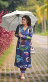 Anni Designer Women'S Rayon Viscose Straight Printed Kurta With Pant (Barish Blue-Vks02_Xl_Blue_X-Large),Blue,XL,,,