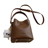 Merishopp WomenS Leather Bucket Bag Fashion Crossbody Bag For Commuting Work Vacation