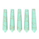 50mm Synthetic Turquoise Hexagonal Wand Jewelry Making Crystal Pointed Chakra Reiki Healing Beads 2mm Hole Drilled(Pack of 5)