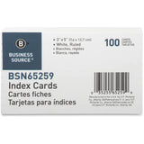 Business Source 65259 Index Cards, Ruled, 72 lb., 3Inch x5Inch , 100/PK, White