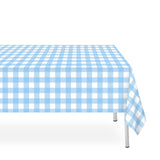 LIKAJON 12 Pack Blue and White Checkered Tablecloth, Blue Plastic Table Cloths for Parties Disposable, 54 x 108 inch Waterproof 