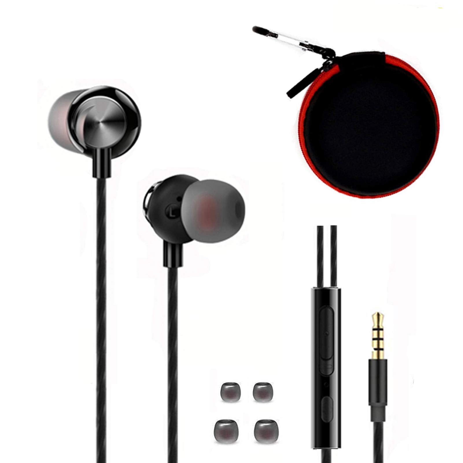 ApexOne Wired Metal in-Ear Earbuds Headphones with MIC &Volume Control and Pocket Case, Crystal Clear Sound Bass Stereo Noise Is