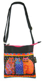 Laurel Burch Crossbody Purse Zipper Top 10X10, Feline Friends, Multicoloured