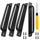 Luomorgo Black Barn Door Handle, 4 Pack Sliding Closet Door Handle, 6.3 Inch Hole Center Pocket Door Pull for Wardrobe Cabinet G