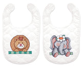 Tobin Noahs Ark Stamped for Cross Stitch Baby Bibs Kit 14 x 9; set of 2