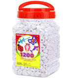Eppingwin 1200pcs Pony Beads for Bracelets,6x9mm Kandi Beads for Hair Braids, Easy Storage Pony Bead for Jewelry Making (White)