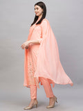 Gosriki Women'S Cotton Blend Straight Printed Kurta With Pant & Dupatta (Mavis Peach-Gs_M_Peach_Medium),Peach,,B0CTHY9T79