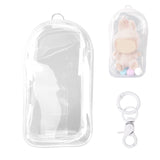 Tinoaly 2pcs Protective Case for Dolls, 7.68x4.13 inch Waterproof PVC Clear Cover Figure Display Bag Keychain Holder with Pompom