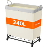 Lifewit 240L Laundry Basket with Wheels, Large Heavy Duty Commercial Rolling Laundry Hamper with Handles, Tall Steel Frame Laund