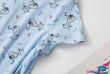 PNAEONG Women's Cotton Nightgown Sleepwear Short Sleeves Shirt Casual Print Sleepdress, Little Cats, Small