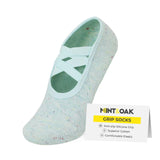 Mint & Oak Green Double Criss Cross Pilates Socks For Women | Ankle Length NonSlip Yoga Socks | Premium Yoga Socks For Stabilit