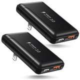 Flat USB C Wall Charger, Costyle 2 Pack 50W Slim USB A and USB C Power Adapter Plug PD+QC 3.0 Fast Charging Block with Foldable 