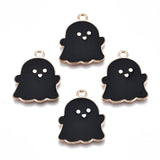 LiQunSweet 100 Pcs Golden Plated Black Ghost Charms Enamel Specter Spirit Small Charm for Halloween Festival Holiday Party Jewel