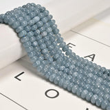 Land Long 76 Pcs 5x8mm Aquamarine Color Dyed Jade Stone Bead Loose Smooth Rondelle Gemstone Beads for Jewelry Making Necklace Br