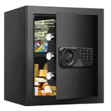 2.0 Cub Fireproof Safes for Home, Digital Security Home Safe Fireproof Waterproof with Programmable Keypad Keys and Alarm System