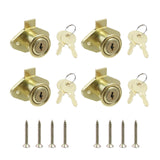 Chinflly Desk Cabinet Lock,Antique Gold Drawer Dreeser Cabinet Lock with Keys,Pack of 4