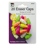 Charles Leonard Pencil Eraser Caps, Neon, Assorted, 20Pack (80792)