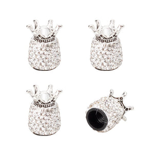 Roson Valve Stem Caps, 4 Pack Handmade Crown Bling Crystal Rhinestone Car Wheel Tire Valve, Attractive Dustproof Car Accessories