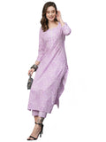Anni Designer Women'S Cotton Blend Straight Printed Kurta With Pant (Gulika Purple-Nw_M_Purple_Medium),Purple,M